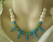 Summer Day Diva Little Mermaid Necklace Aquarium Inspired Art Necklace Fish Charms