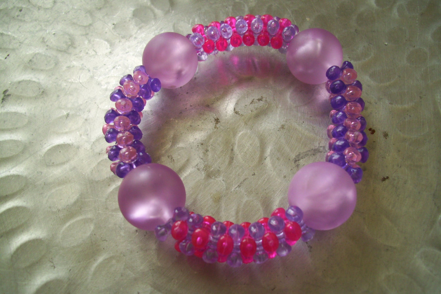 Funky Purple Bubble Bangle. Teen Girl Kitsch Kawaii Stretchy Bracelet Spring Summer Fashion, LOH
