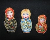 Sale... RUSSIA Matryoshka Applique Tee (size M, 8)... Girls Black Tshirt... Ready to Ship... by Heritage and Heart