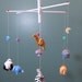 Baby Nursery Zoo Mobile, A unique, modern, CUSTOM 7 zoo animal art mobile colorful LARGE zoo mobile, animal mobile, room decoration
