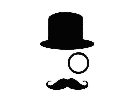 Tophat Monocle and Mustache Vinyl Decal Sticker for Laptops and Cars - 5" x 3.8"  - 28 Color Options