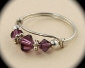 February Amethyst Birthstone Ring Handmade Sterling Silver Ring made with Amethyst Swarovski Crystals