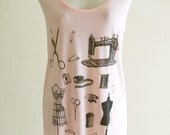 Sewing Embroidery Equipment Art Fashion Tank Top Women T-Shirt Pink T-Shirt Tunic Screen Print Size M