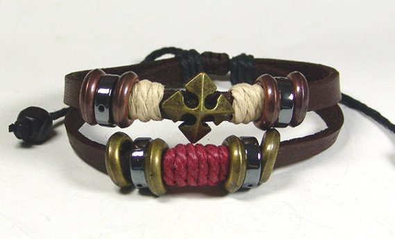 Brown Leather Bracelet Cuff Bracelet Bangle Bracelet handmade jewelry