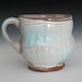 white and copper blue green terra cotta mug