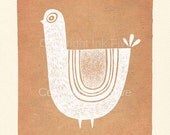 Whimsical Bird wall decor. Nursery art print. Image fits 8x10 frame opening. Brown nursery art wall decor bird illustration.
