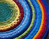 Rag Rug Rainbow Brightly Colored with recycled T shirt Jersey - Made To Order