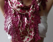 Elegance  Shawl / Scarf - Fuchsia  Leopard