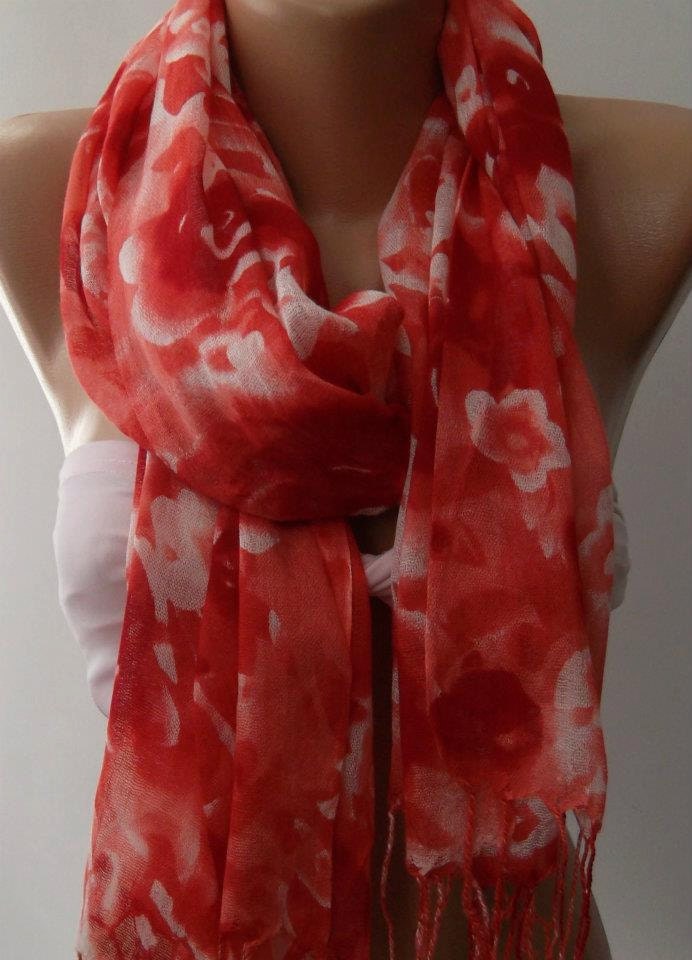 pomegranate flower - Shawl / Scarf Headband Pareos / soft cotton