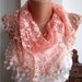 Light Coral Shawl Scarf - Headband with Lace Edge - Silvery