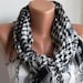 Turkish Scarf - Fashion Shawl - Cotton Scarf - Headband - Necklace Shawl -Black and White