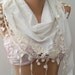 White -- Elegance Shawl / Scarf with Lace Edge,,,,