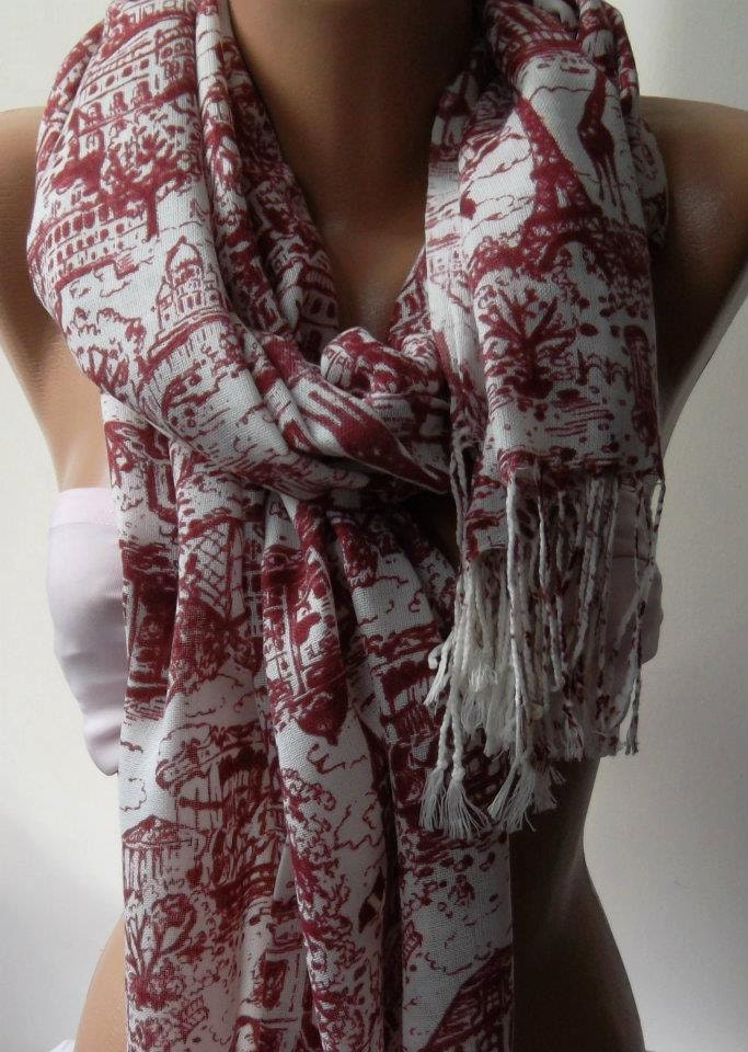 Scarf  Elegance Scarf Shawl  / Cotton  Scarf ....Eiffel.