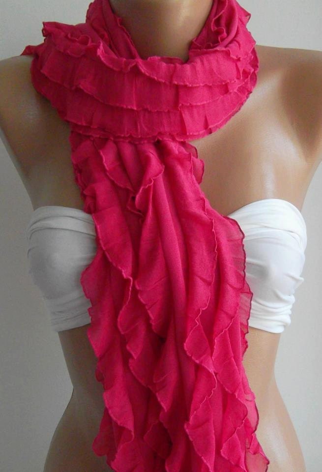 Chiffon - fuchsia - Elegance Shawl / Scarf,,,,,