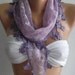 ON SALE  Lilac Scarf  with Lacy Edge