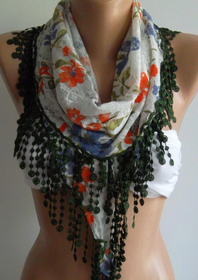 ON SALE Elegance Scarf with Lacy Edge