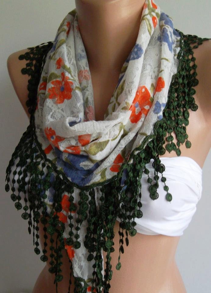 ON SALE Elegance Scarf with Lacy Edge