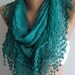 Turquoise - Elegance  Shawl / Scarf with Lacy Edge------soft and light