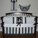 Custom Crib  Baby Bedding 5pc. Set , Black and White ,  Pearl Collection.