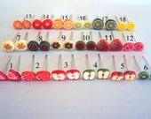 Food Earrings - polymer fruit studs - kawaii fruit slices - miniature polymer clay food - Teeny tiny earrings (Choose 3 pairs)