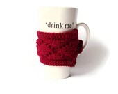 Burgundy Coffee Cup Cozy. Knitted Tea Cup Cozy. Coffee Mug Cozy. Ready to Ship...