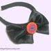 CLEARANCE - Kitsch Large Glossy Black Satin Bow Headband & Neon Flower Button