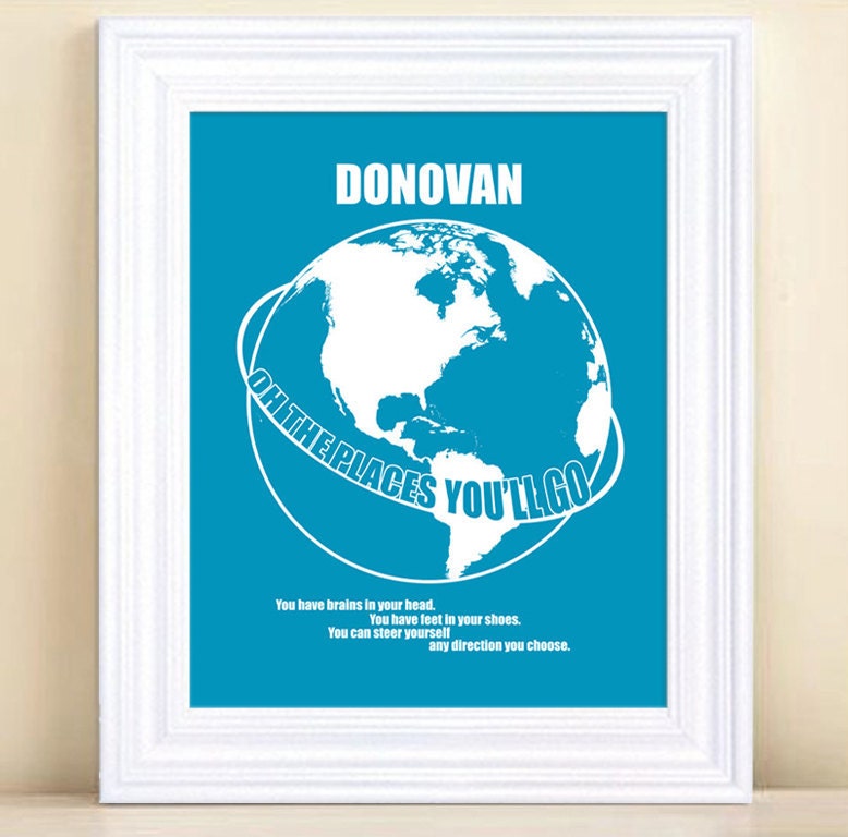 Oh The Places You'll Go - Globe Silhouette with Dr. Seuss Quote - For Child's Bedroom