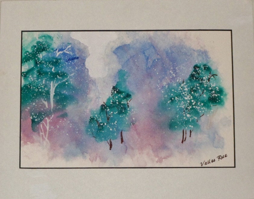 Original watercolor with matting:  "Winter Dreamland"