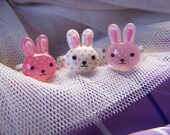 Polka dot bunny rabbit adjustable ring 3 colours choose one