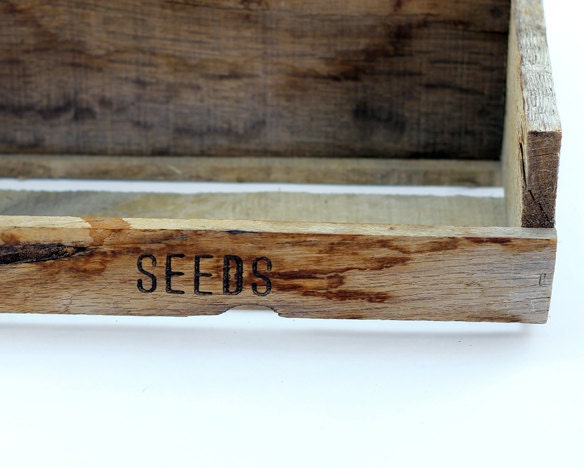 Reclaimed Wood Garden Tote - Wood Tote with Handle, Seed Basket, Wood Planter - Primative, Farmhouse