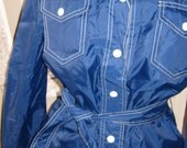 70s 80s Fashion Bike gear Windbreaker blue white stitching, Small Medium FREE SHIPPING
