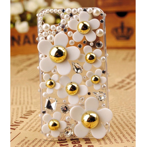 FREE SHIPPING iPhone 5 Pearl Flower Clear Transparent Protective Back Case Cover