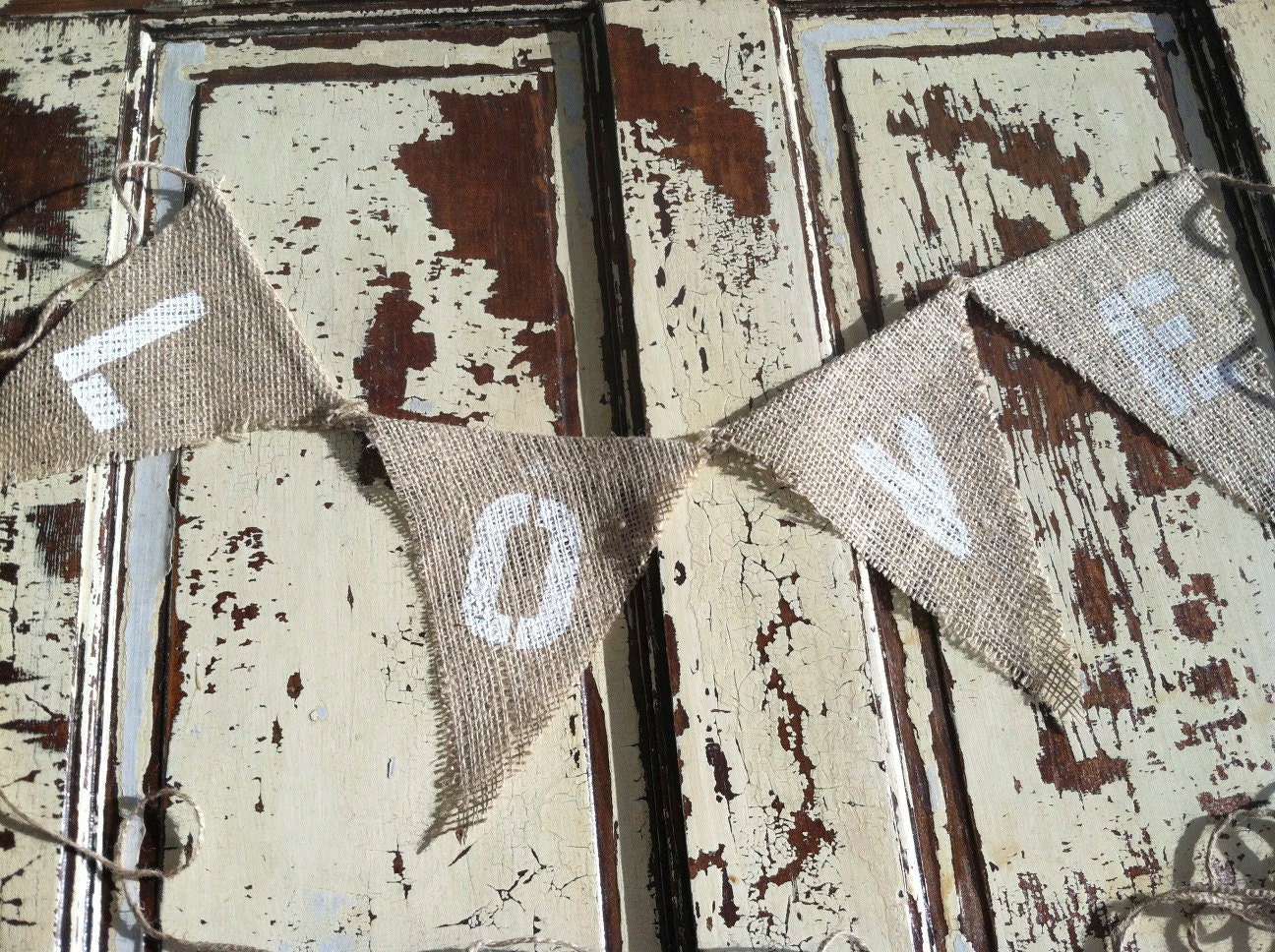 Burlap banner - LOVE- Wedding - Engagement - Photo Prop - Pennant - Bunting