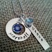 Personalized Hand Stamped Washer/Rectangle Mom Necklace with Swarovski Crystal Channel Charms