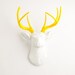 Faux Taxidermy - The Baron - White W/ Yellow Antlers Resin Deer Head- Stag Resin White Faux Taxidermy