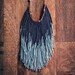 Bead Fringe Bib Necklace - Navy Blue Tribal Necklace - Navajo Style - Native American Fashion - Handmade Artisan Jewelry