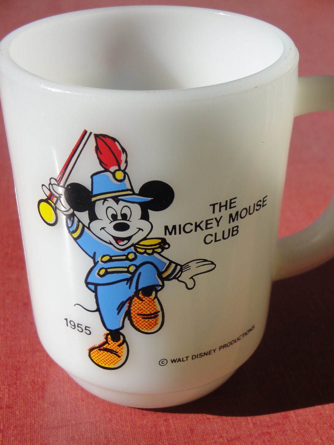 RESERVED FOR VINTAGE 777 Disney Anchor Hocking Oven Ware Milk Glass Mickey Mouse Club Coffee Cup Mug