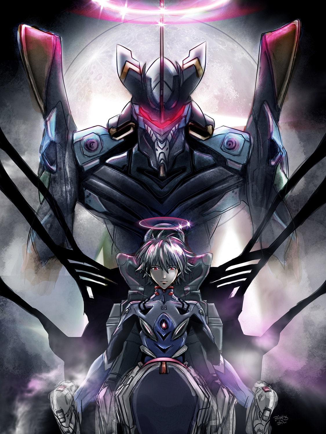 Rebuild of Evangelion Anime Kawrou Nagisa- signed museum quality giclée fine art print 16" x 20"