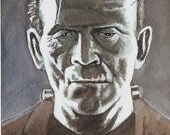 Boris Karloff Frankenstein's Monster Watercolor Painting...