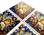 MADART Tile Coasters, Serenity Falls Print, MADART Designs, Megan Duncanson, Ceramic Coaster Set