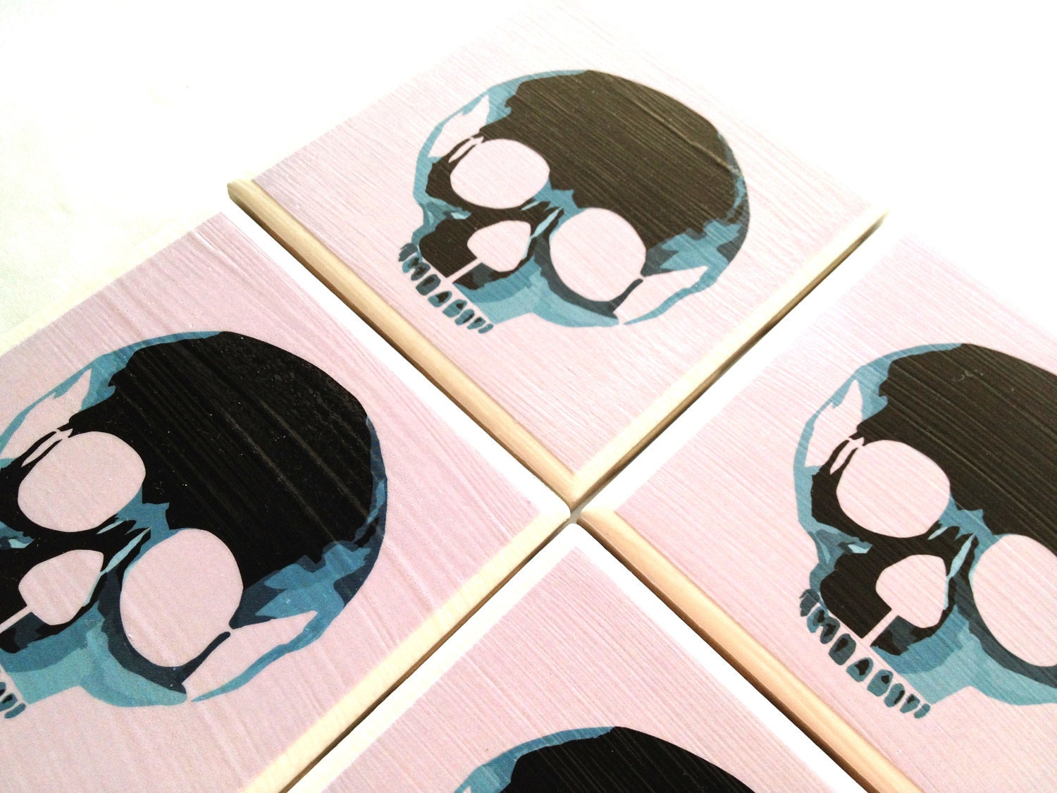 Skull Coasters, Ceramic Tile Coasters, Skull Art Print, Beverage Coaster, Black Skull, Skull Pictures, Halloween Decor