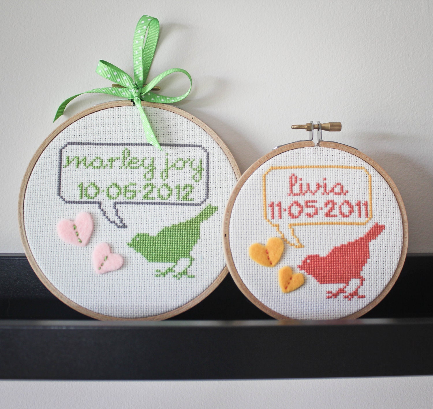 Baby keepsake - Custom cross stitch nursery decor - Made to order