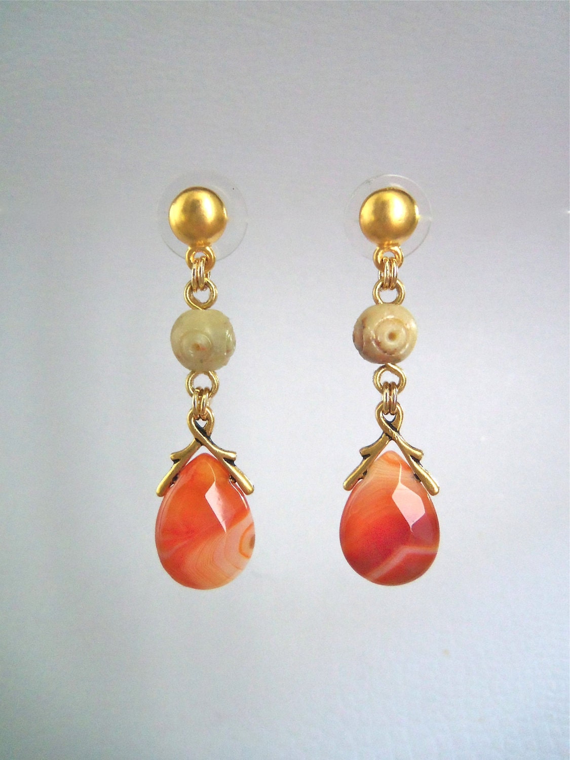 Drop Earring with Amber Stones