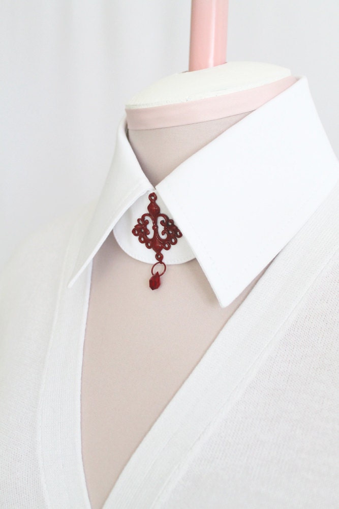 White Collar Luxury Detachable Collar Choker Red Burgundy Oxblood Decor Detachable Collar Snow White Shirt Collar Steampunk Kawaii Lolita