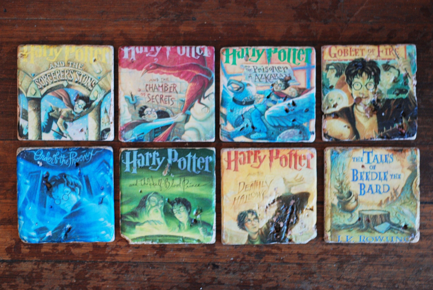 Harry Potter Book Covers Italian Marble Coasters