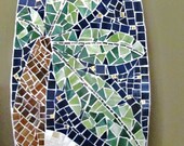 Stained Glass Mosaic Surfboard 5ft  Wall Art on Wood Base. Made to Order - Palm Tree, Sand and Sky