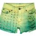 RESERVED FOR CARINA: Ombre Studded Hand Dyed Green Pastel Yellow Teal Mint Hipster Handmade Dip Dyed Boho Coachella Denim Cut Offs Shorts