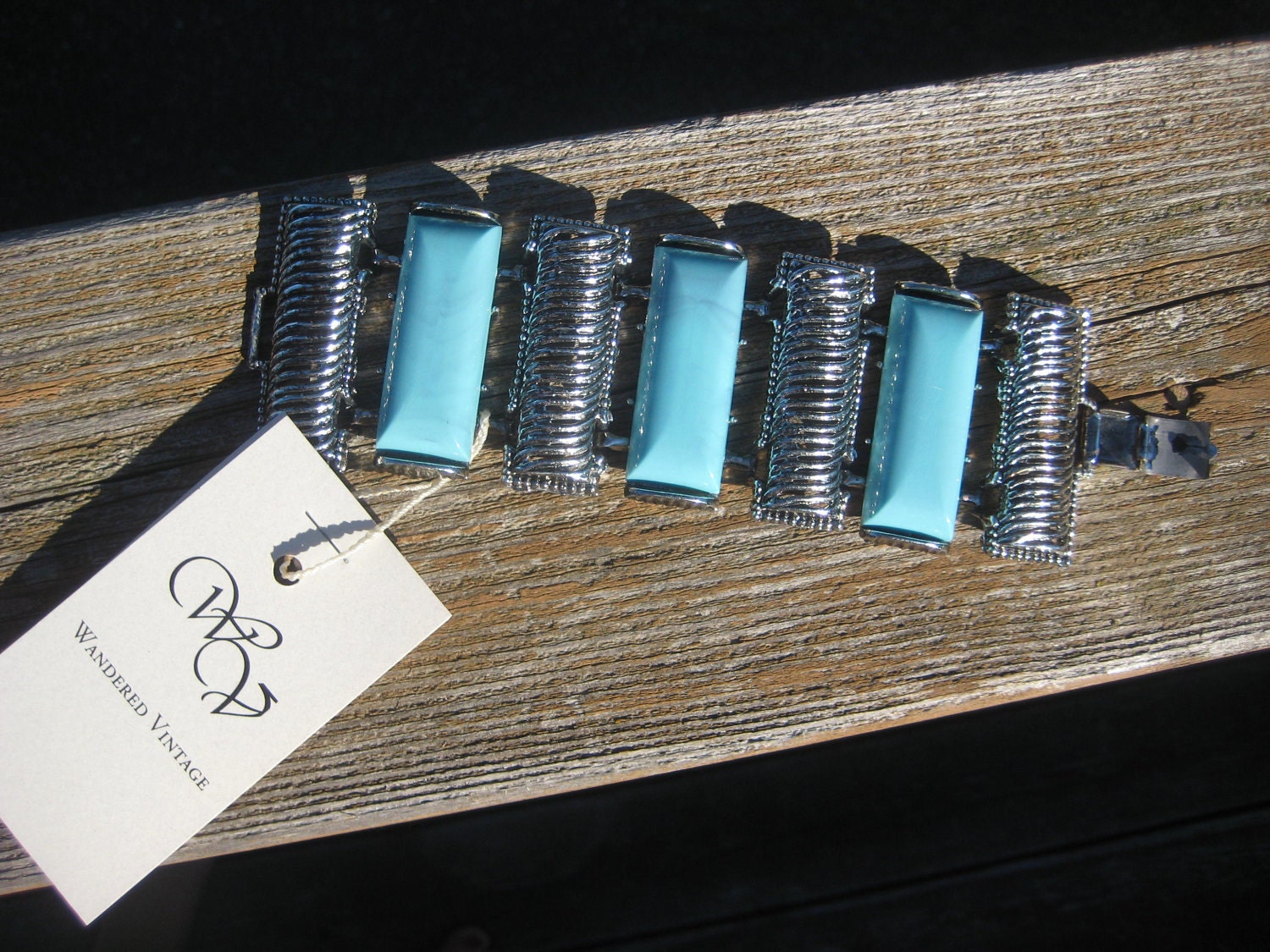 Vintage Blue & Silver Metal Bracelet