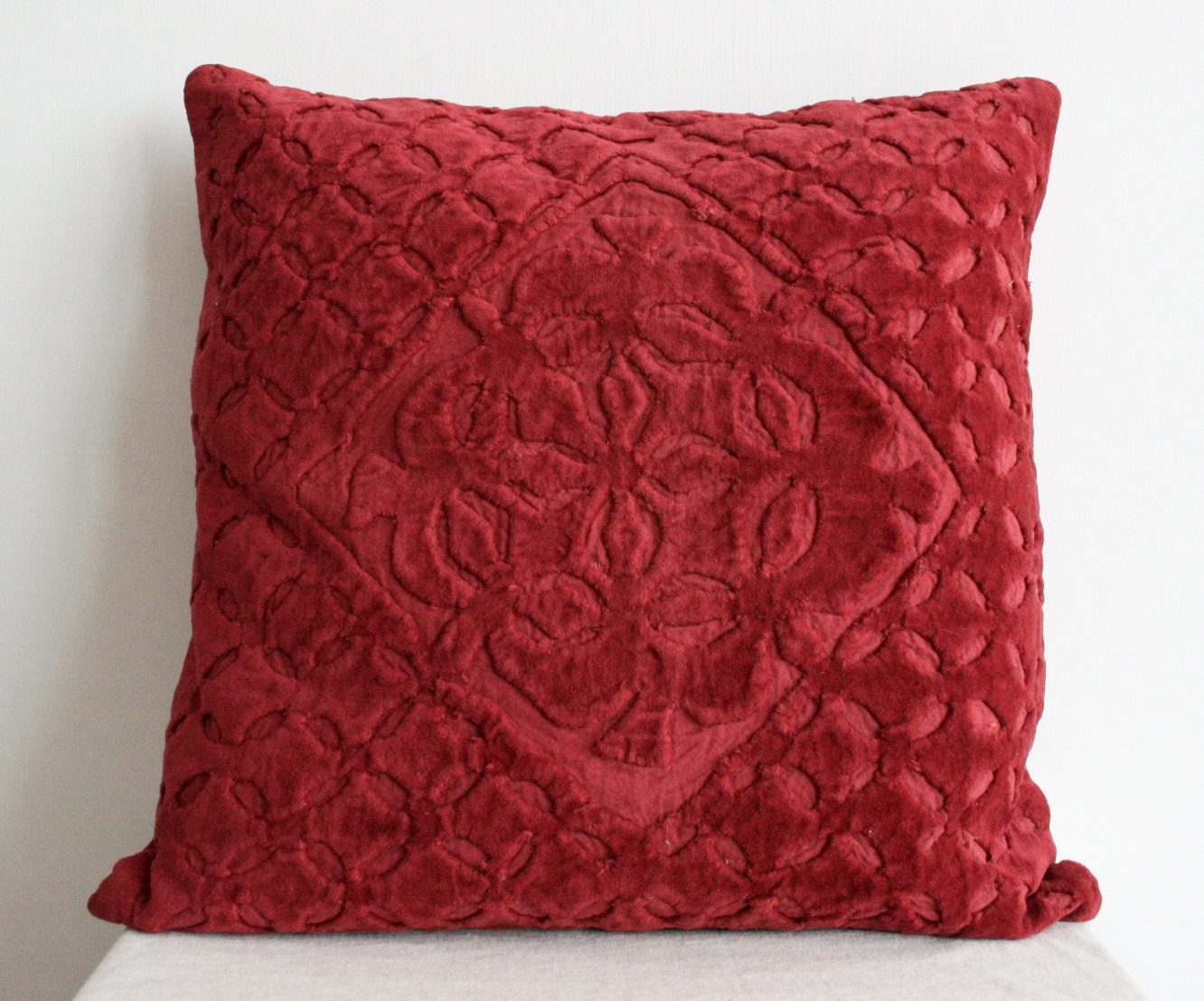 Velvet Pillow or Cushion Cover Dark Red