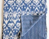 King Size Bed Cover in Blue Ikat